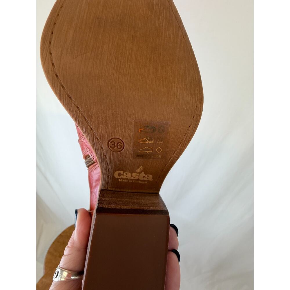 NIB Casta Deli Papaya / Burnt Orange Stack Heel Side Cut Shoe #0280 SZ 36 EU - Picture 7 of 8